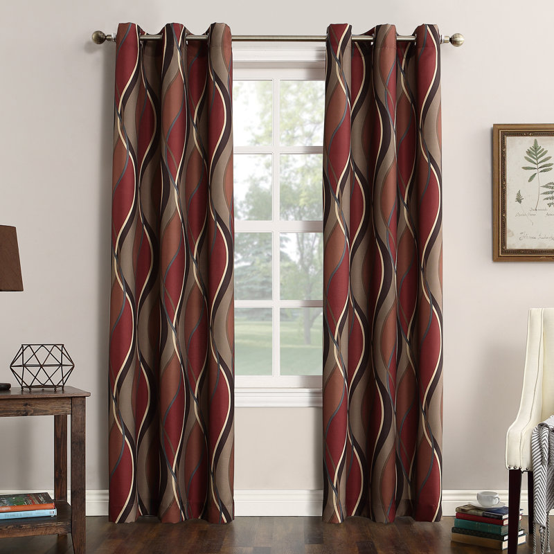 No. 918 Intersect Geometric SemiSheer Grommet Single Curtain Panel